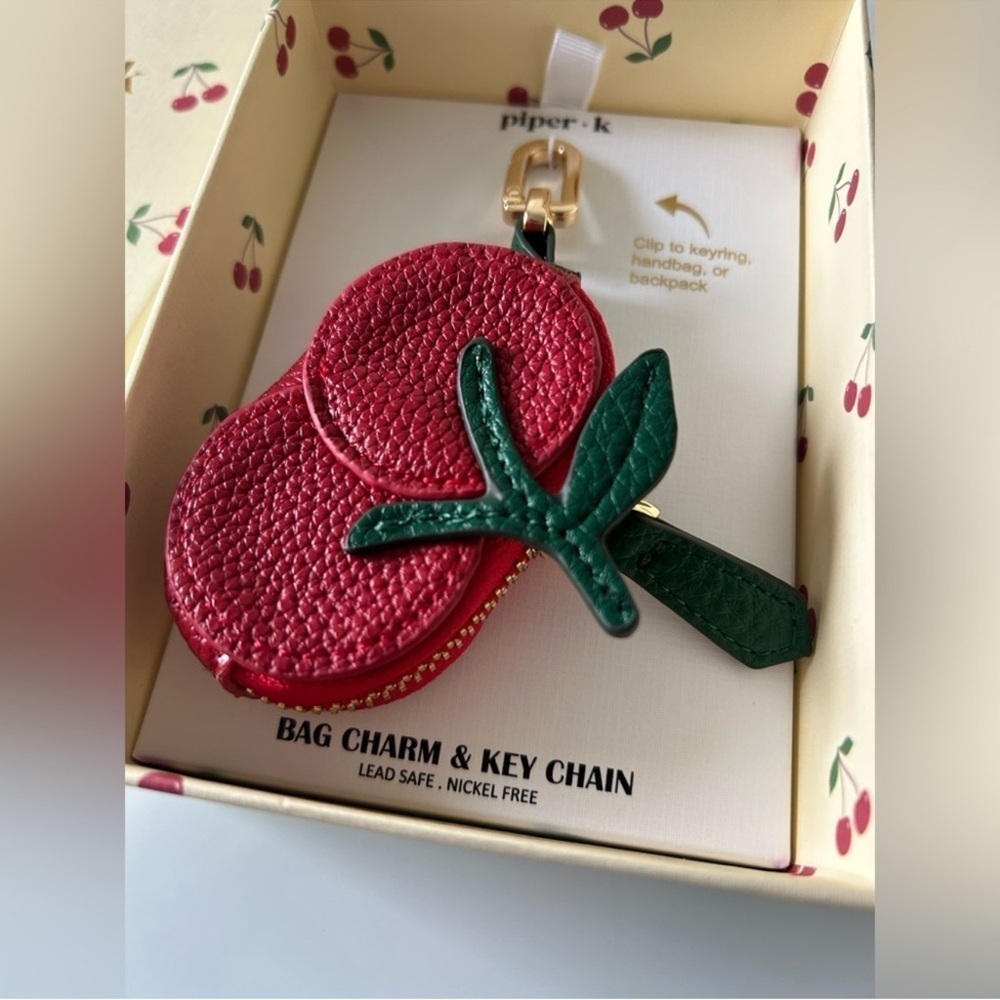 Viral Piper K Cherry Leather Air Tag Holder Keychain